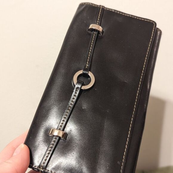 Wilsons Black Leather Checkbook and Card Wallet Organizer - Picture 5 of 11